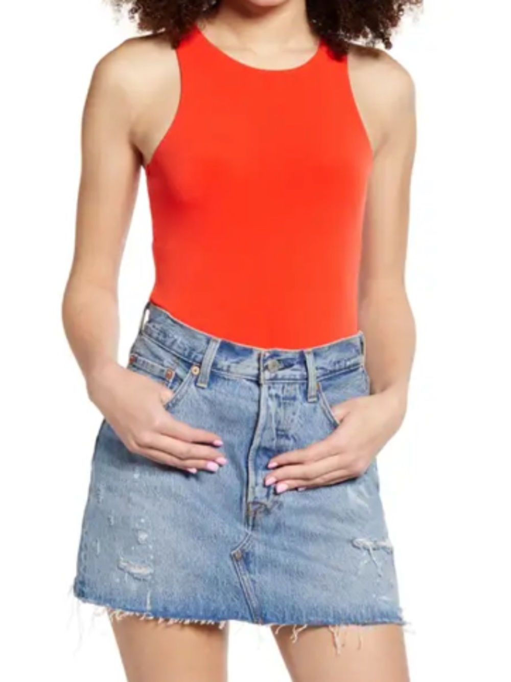 LITT NWT High Neck Sleeveless Bodysuit Red Orange Size Small